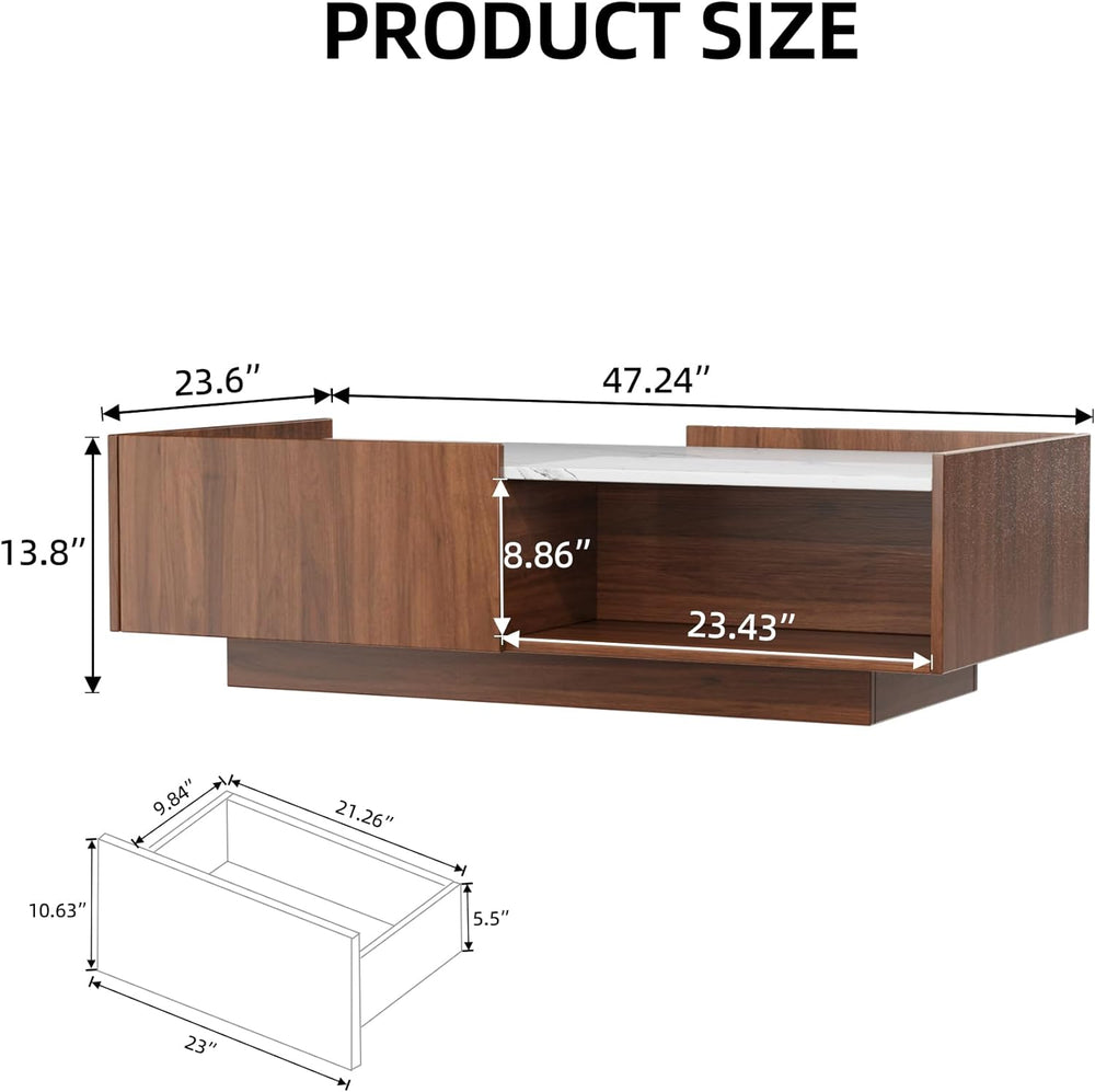 Mid-Century Modern Coffee Table, Brown and White