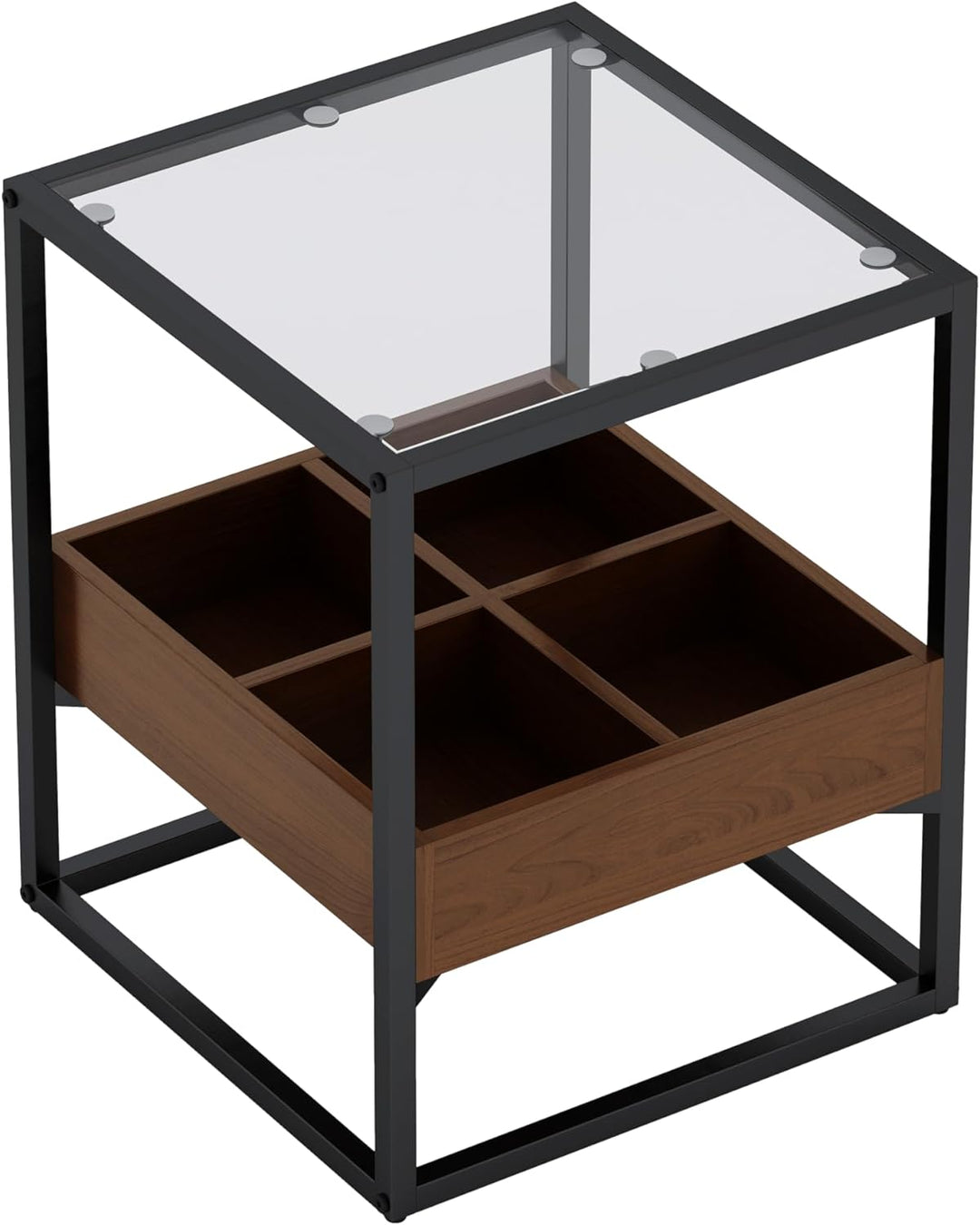 Modern Tempered Glass Coffee & Side Table Set, 3 Pcs, BlackBrown