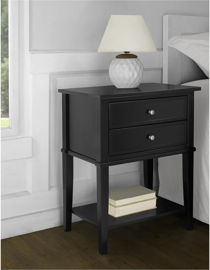 Franklin Accent Table, 2 Drawers, Black