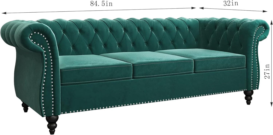 Chesterfield Sofa Velvet, Modern Tufted Couch 3 Seater