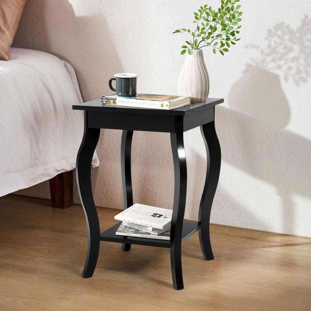 End Table 16" W/Storage & Shelf Curved Legs