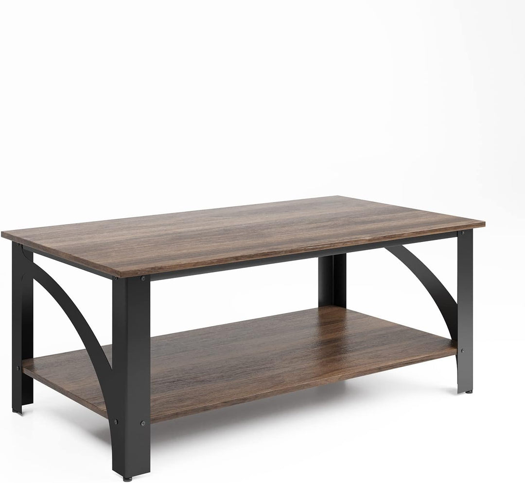 Novilla Modern Farmhouse Coffee Table, Wood Center Table, Walnut