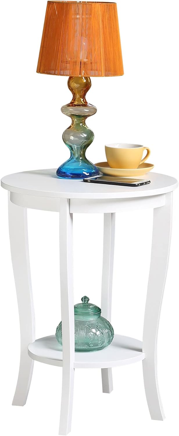 American Heritage Round End Table, White