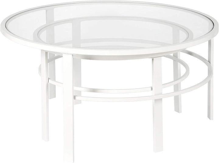 Henn&Hart Round Nested Coffee Table, Modern Living Room, White