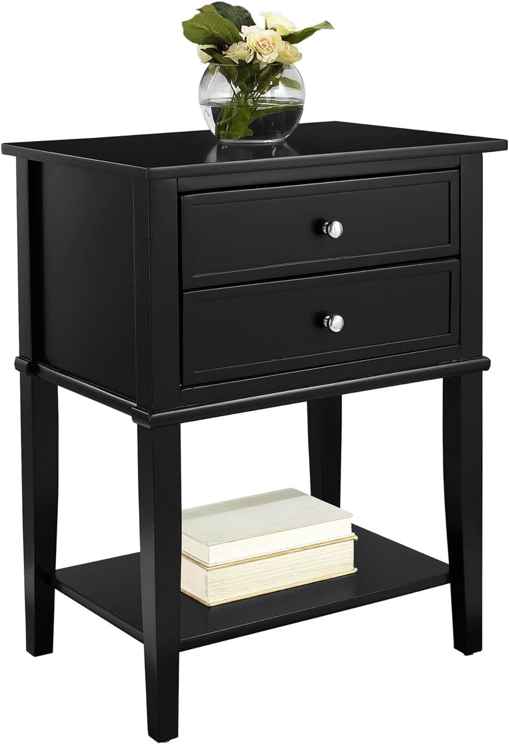 Franklin Accent Table, 2 Drawers, Black