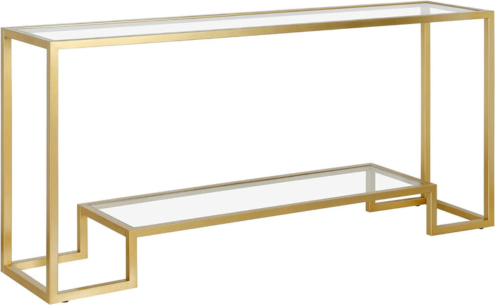 Rectangular Console Table, 64" Wide, Gold Finish