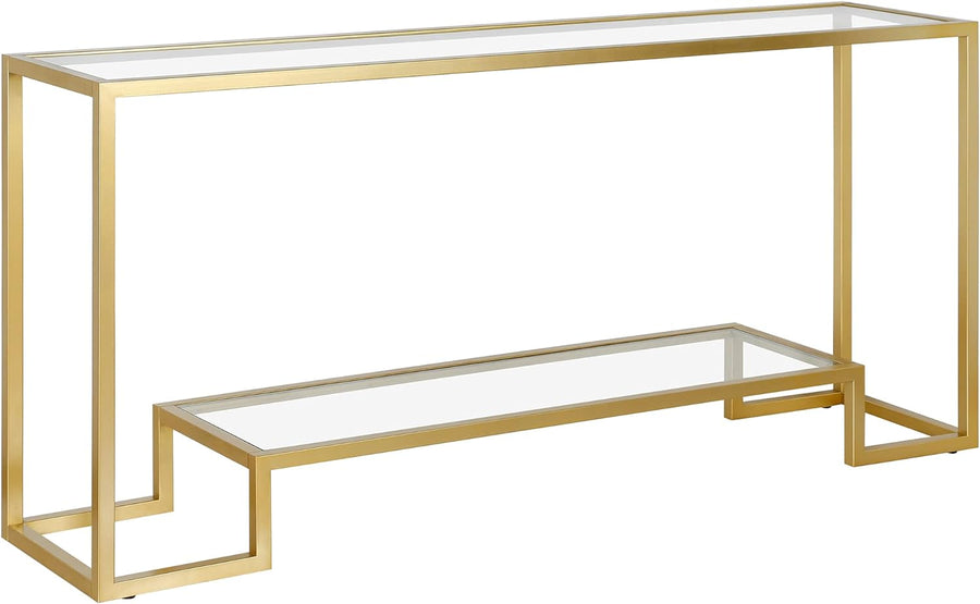 Rectangular Console Table, 64" Wide, Gold Finish