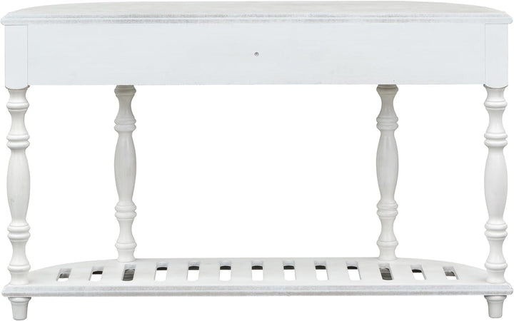 Retro Half Moon Entryway Table, Antique White