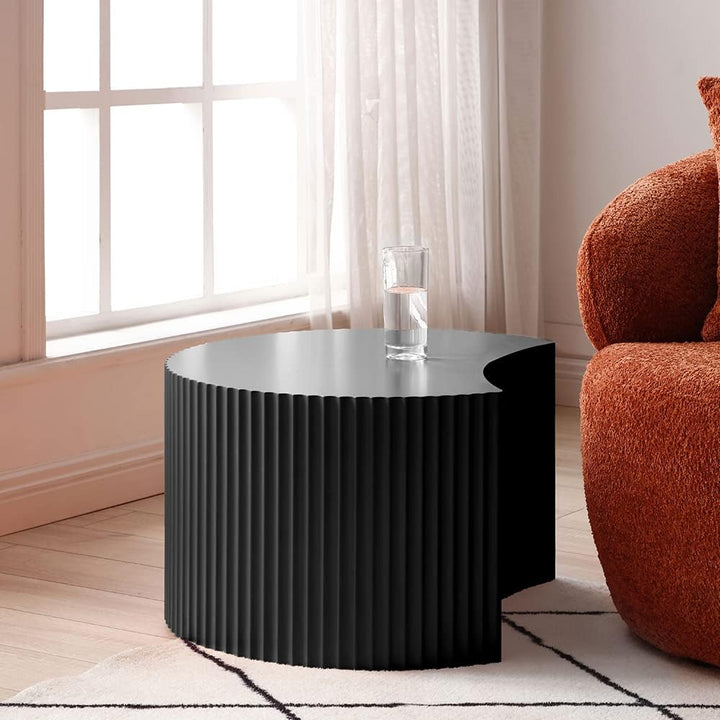 Modern Round Coffee Table Set, Black Matte Finish