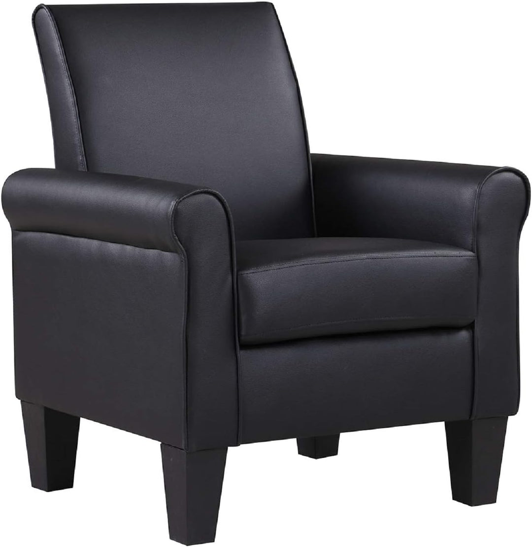 Modern Faux Leather Accent Chair Black