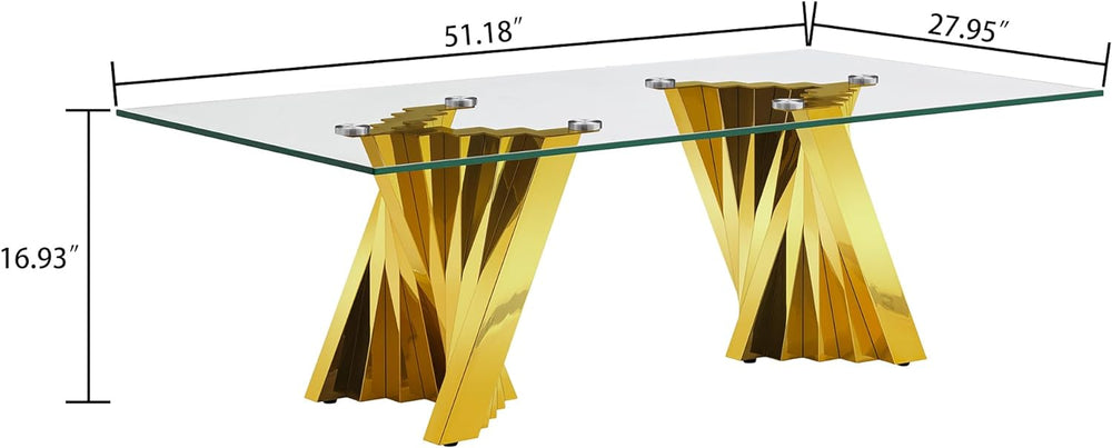 Modern Glass and Gold Stainless Steel Coffee Table, Gold21