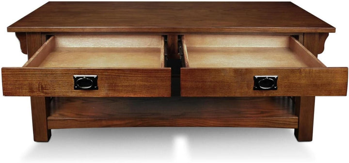 Elegant Mission-Style Coffee Table, Solid Wood, Medium Oak