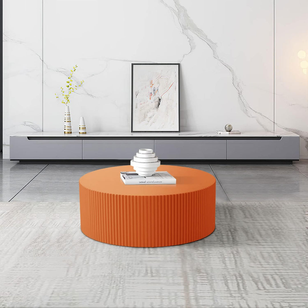 Round Coffee Table for Living Room, Large Circle Coffee Tables (Matte Orange)