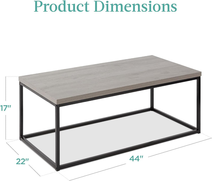 Modern Industrial Style Rectangular Coffee Table, Gray