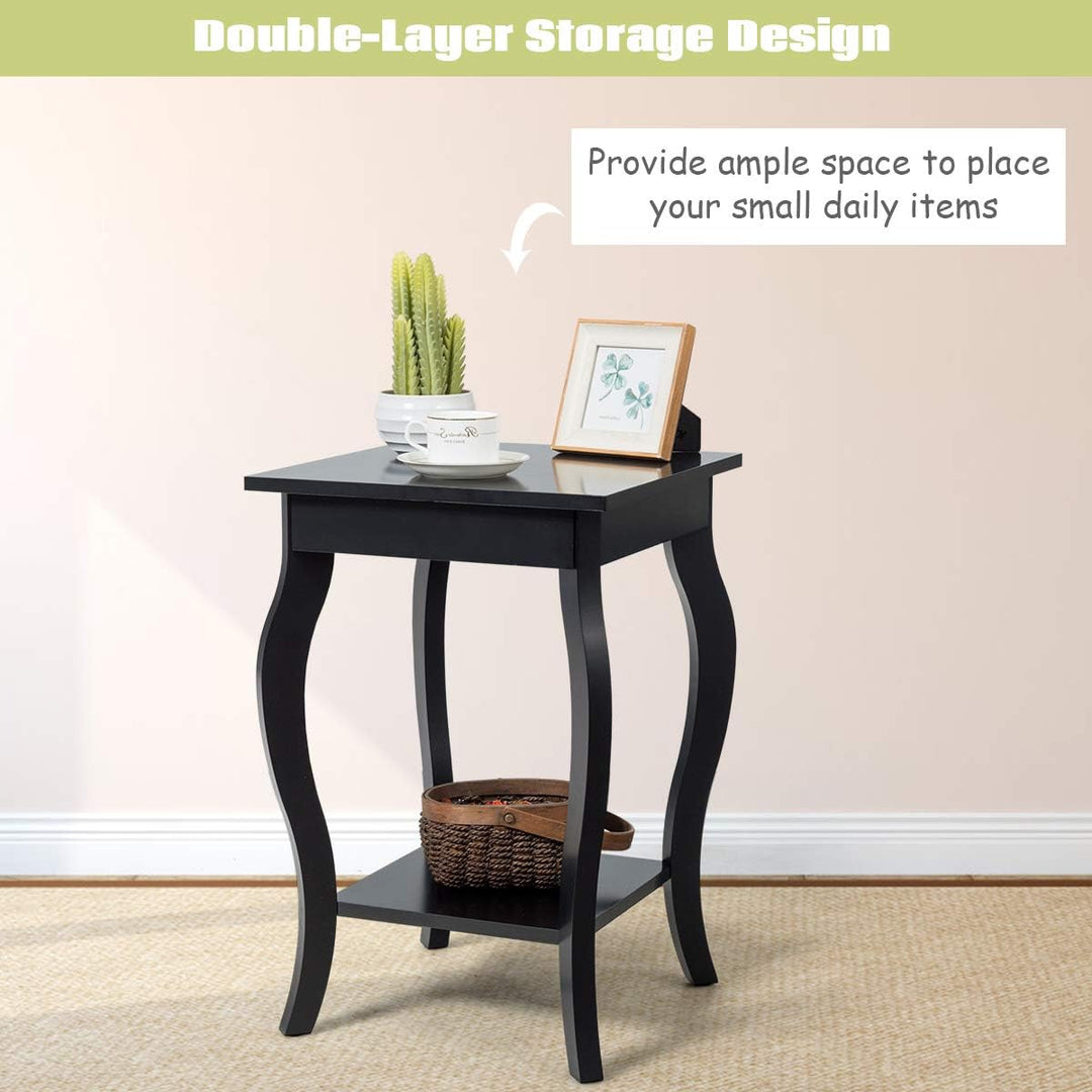 End Table 16" W/Storage & Shelf Curved Legs