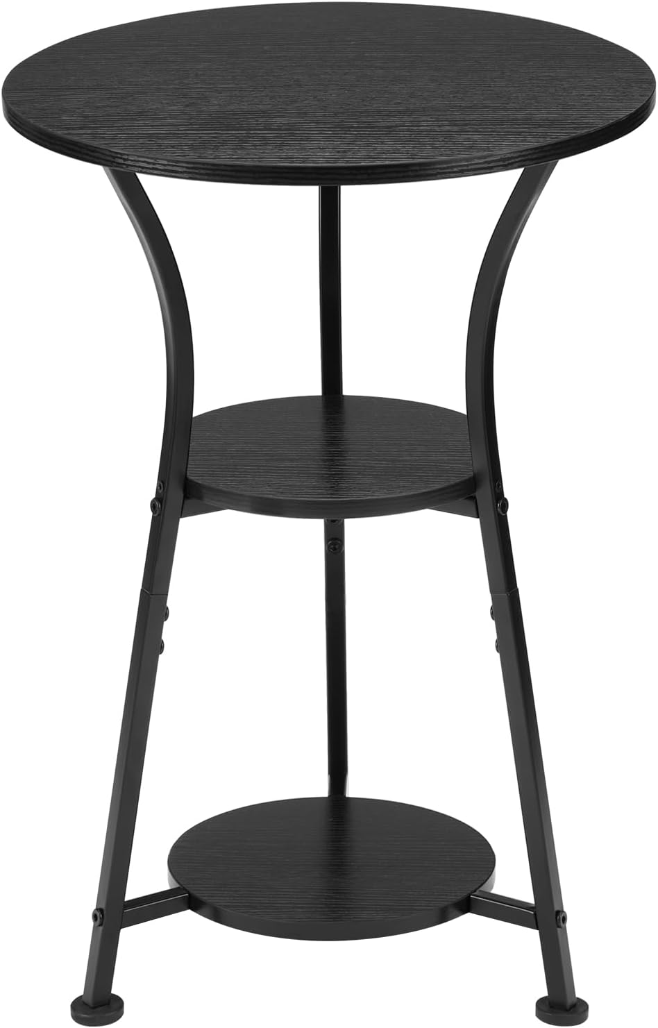 3-Tier Round Accent Table for Small Spaces, Black