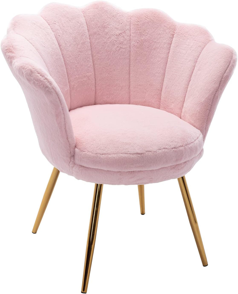 Faux Fur Mid Century Modern Retro Accent Chair(Sakura Pink)