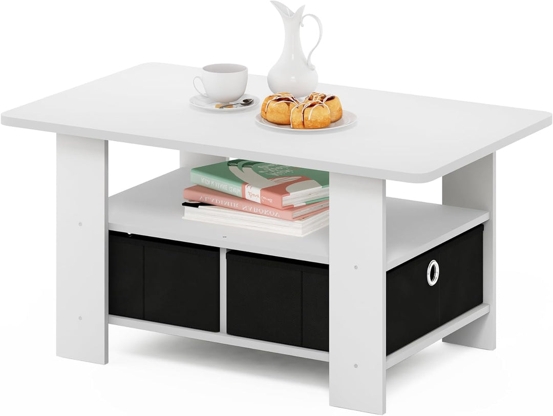 Furinno Andrey Modern Coffee Table, White/Black