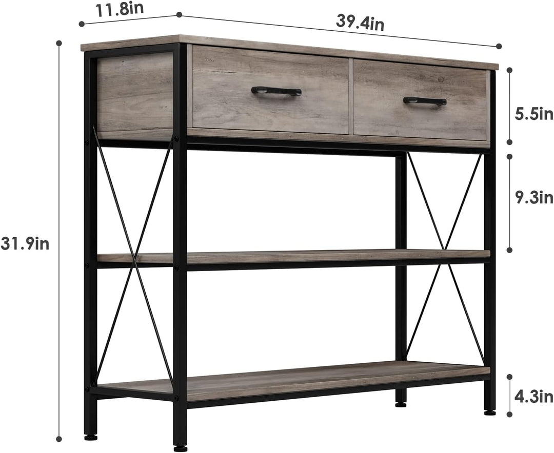 Industrial Console Table, Vintage Hallway Foyer, Grey