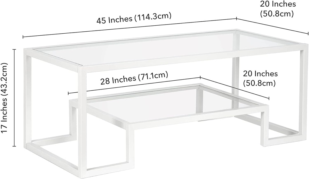 Rectangular Coffee Table, 45-inch Wide, Modern Design, White