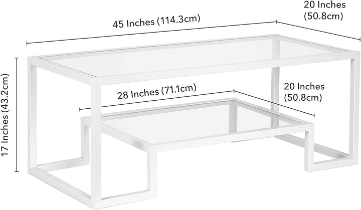 Rectangular Coffee Table, 45-inch Wide, Modern Design, White