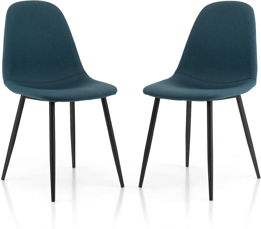 Giantex Modern Dining Chairs, Set of 2, Upholstered Linen, Blue