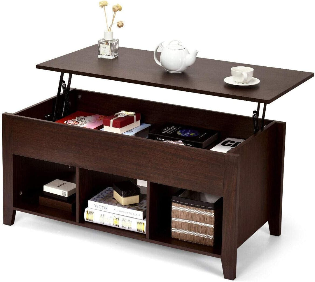 Lift Top Coffee Table with Hidden Storage, Wooden Accent Furniture, Espresso