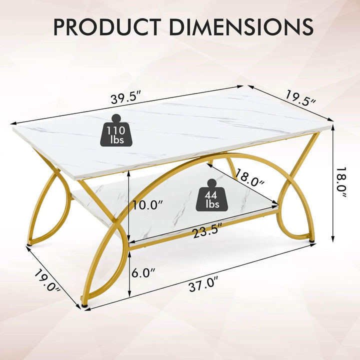 COSTWAY Marble Coffee Table, Modern Faux Marble Accent Table