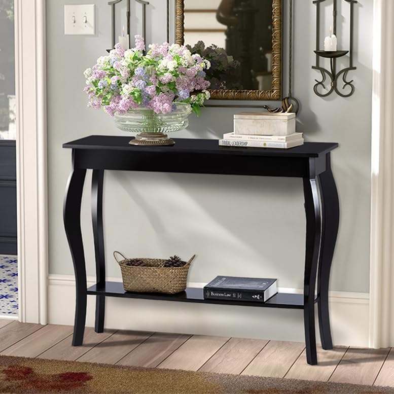 Narrow Console Table Black Accent Sofa Entryway