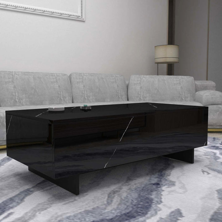 Elegant Marble Rectangle Coffee Table, Black