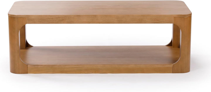 Solid Wood Modern Coffee Table, Pecan