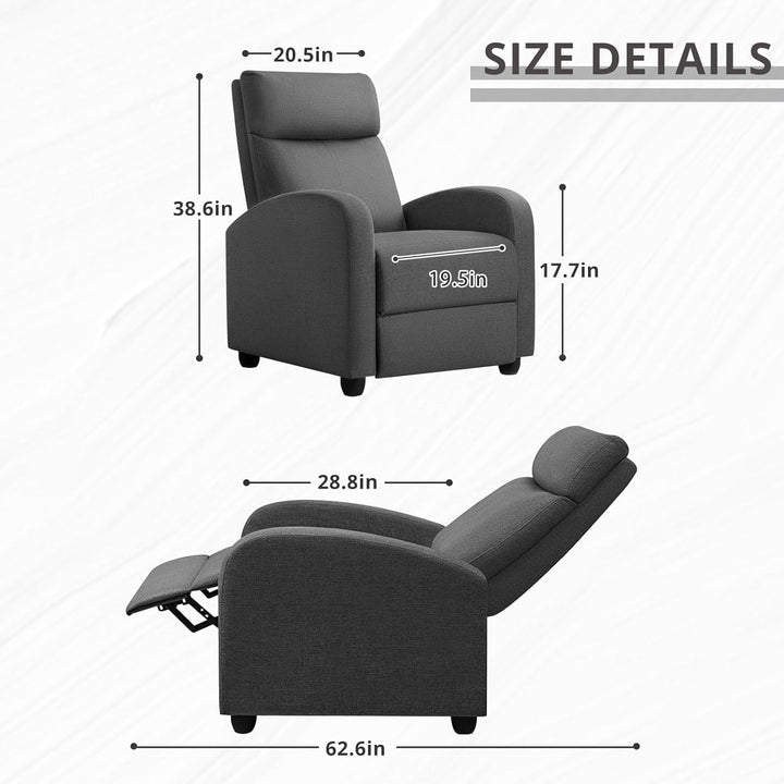 Recliner Chair Adjustable Home Theater Single Fabric Recliner Sofa Furniture (Grey)