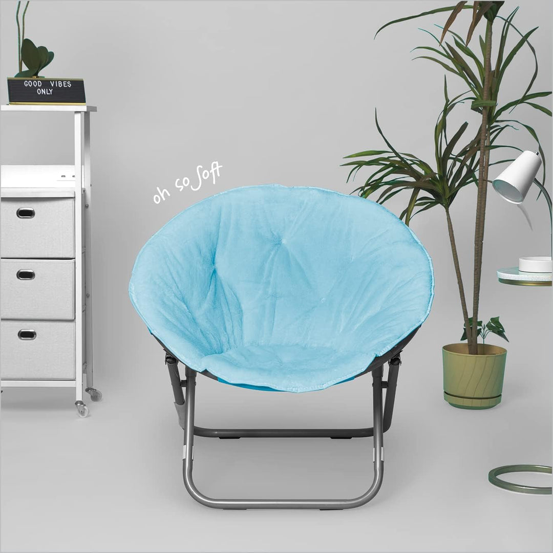 Urban Faux Fur Saucer Chair, Light Blue