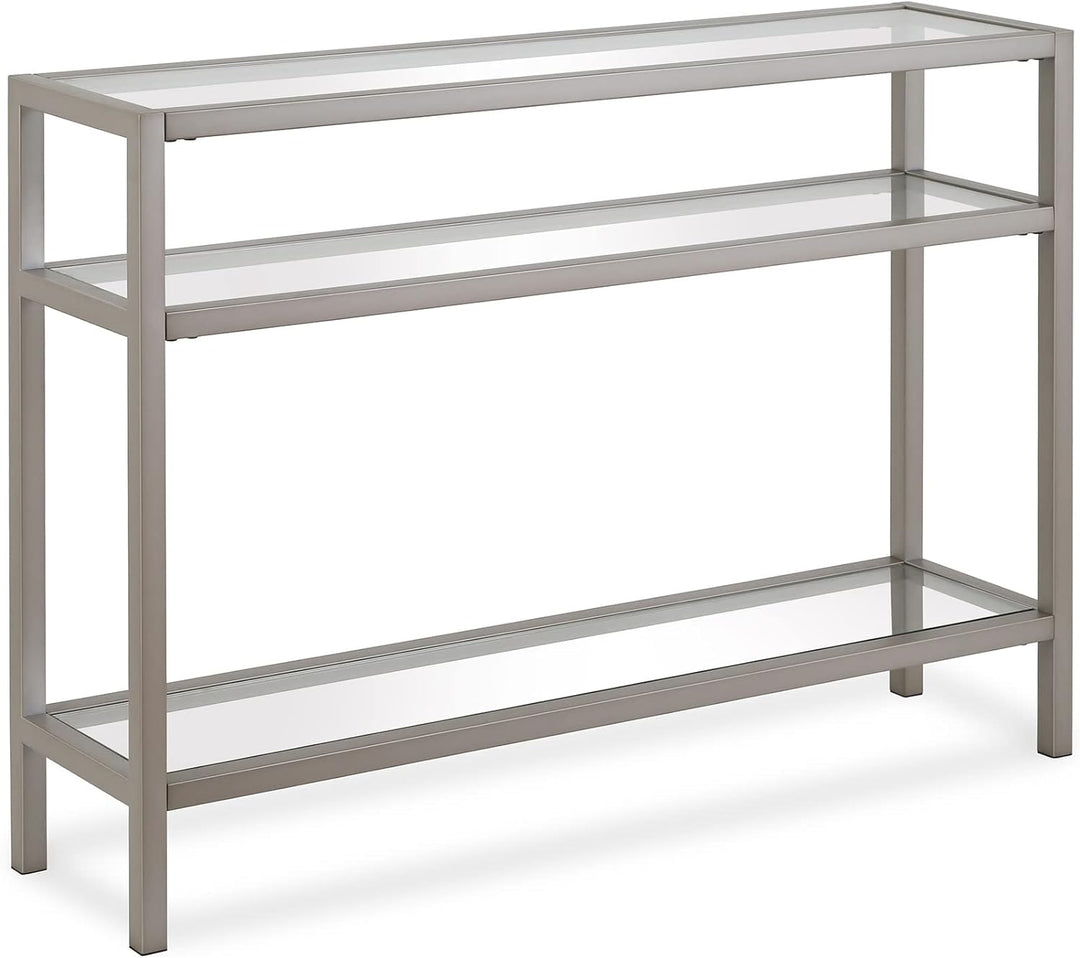 Rectangular Console Table, Entryway Accent Furniture, Satin Nickel