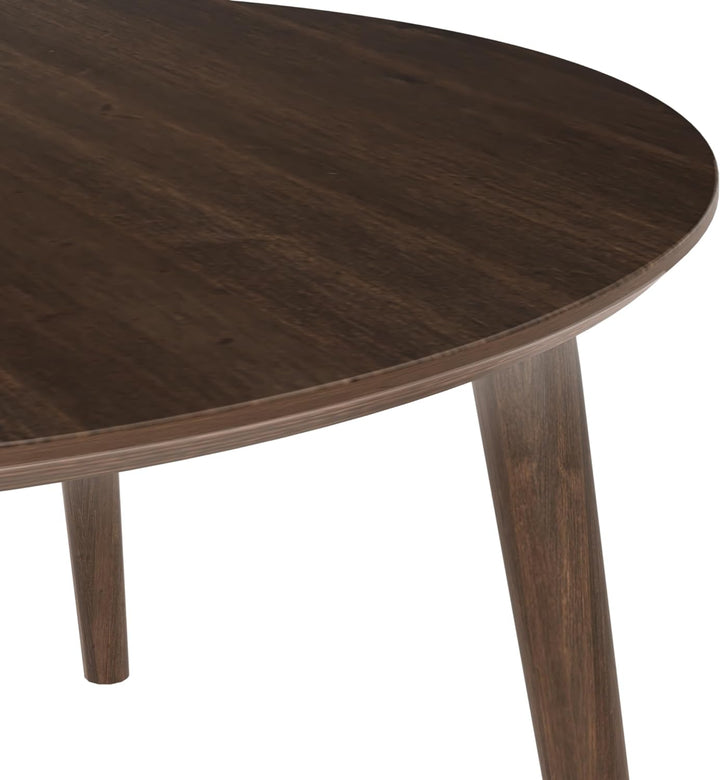 Plank Beam Mid Century Modern Coffee Table, Round Wood Center Table, Walnut