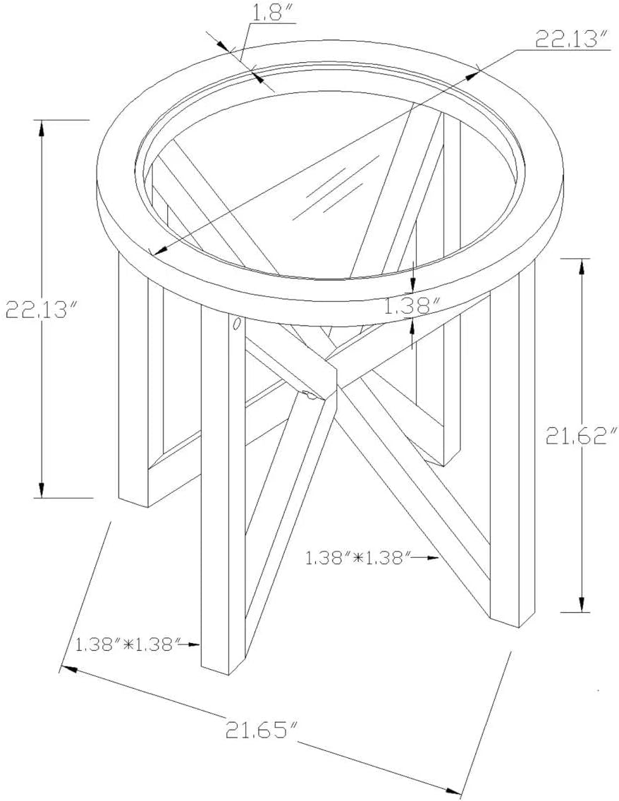 Elegant Mid-Century Round Glass End Table, Solid Wood, Cherry