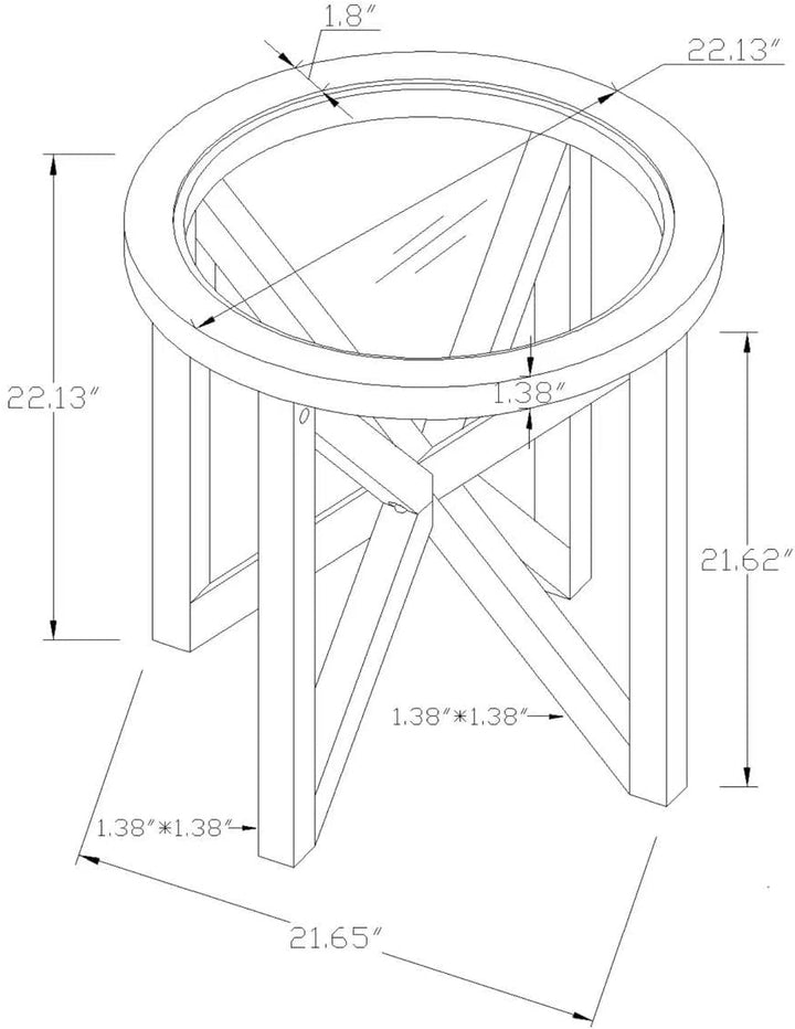 Elegant Mid-Century Round Glass End Table, Solid Wood, Cherry