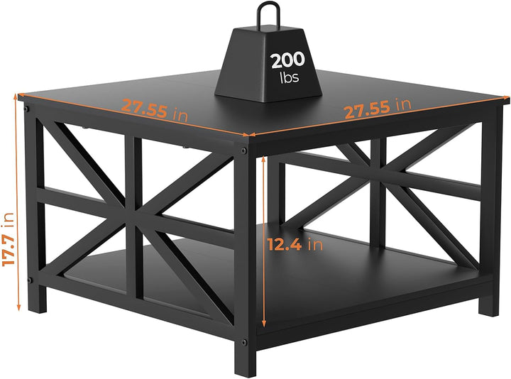 Stylish Coffee Table with Storage, Small Modern Sofa Table, Black