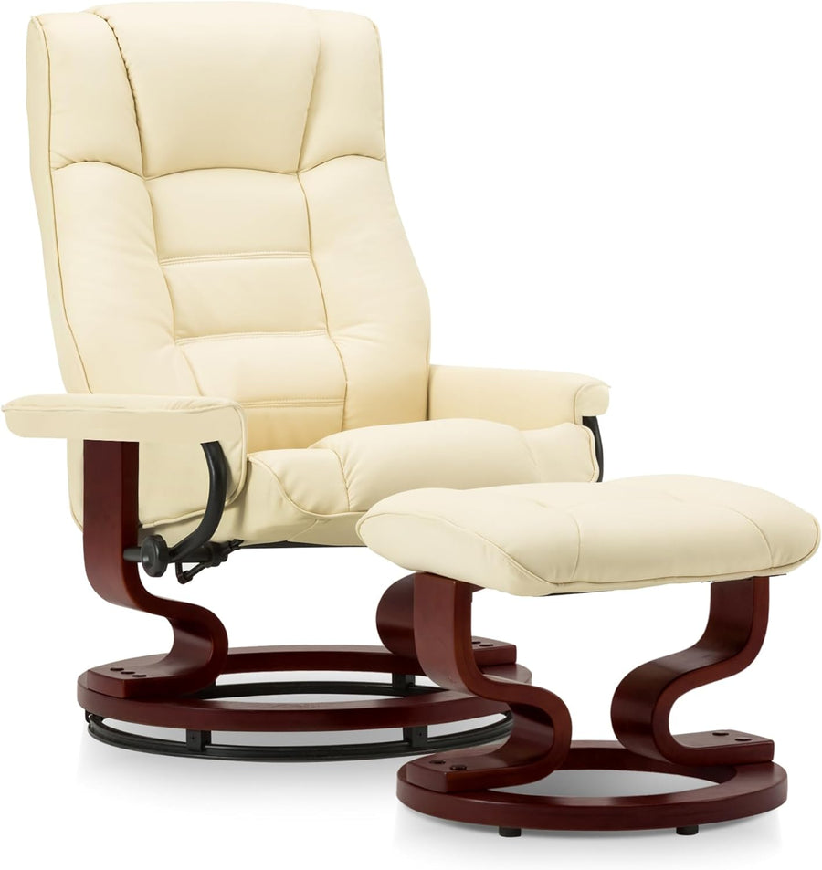 Swivel Recliner w/Ottoman, Faux Leather Lounge Chairs