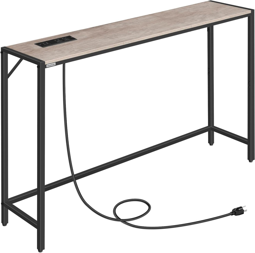 Console Table, Narrow Sofa Table, 43.3 Entrance Table with Power Station