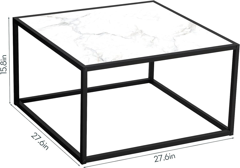 Marble Coffee Table, Small Square Center Table, Modern Design, White