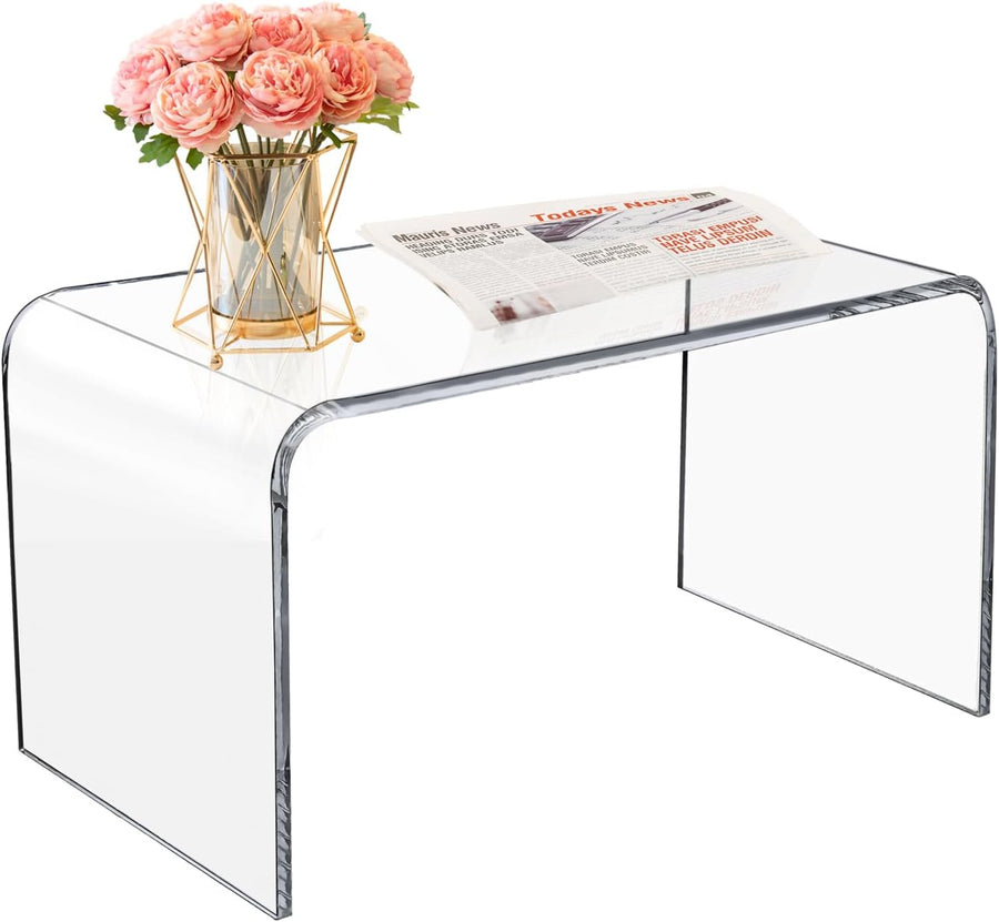 Acrylic Coffee Table, Clear Modern Waterfall Design