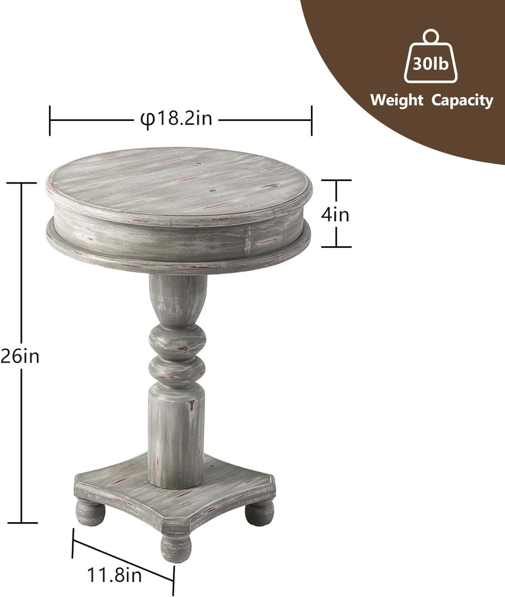 Rustic Accent Side Table, Farmhouse Wood Pedestal