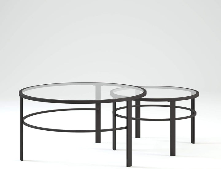 Henn&Hart Round Nested Coffee Table, Blackened Bronze