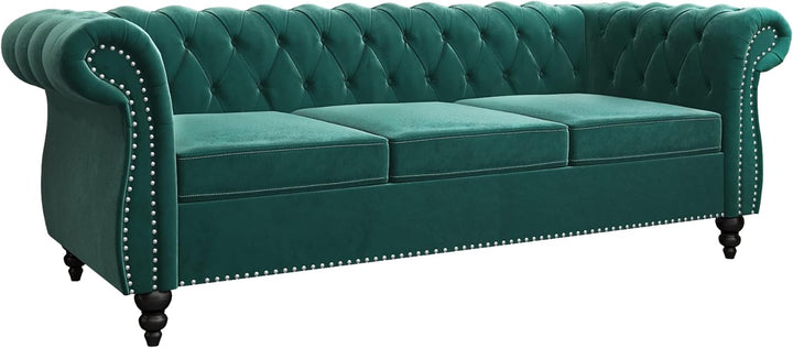 Chesterfield Sofa Velvet, Modern Tufted Couch 3 Seater