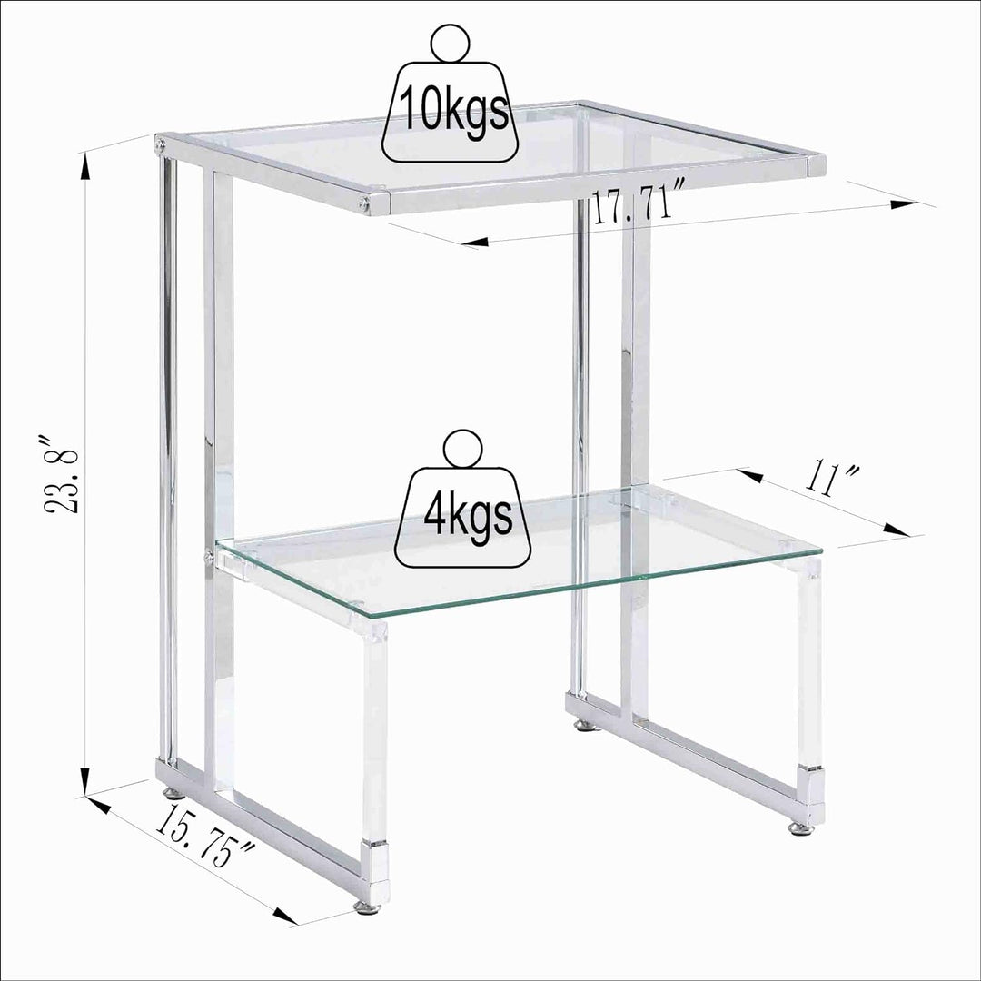 Tempered Glass Coffee & Side Table Set, Modern Acrylic, Gray