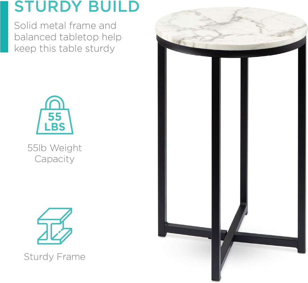 16in Faux Marble Accent Table