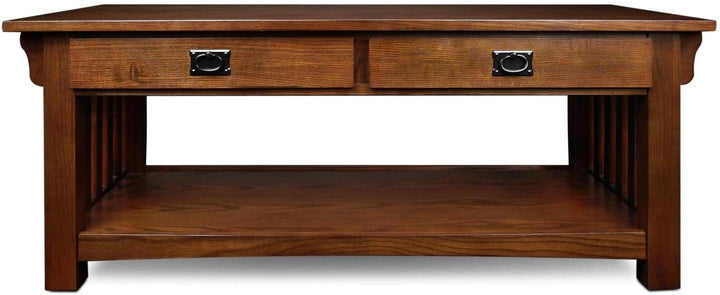 Elegant Mission-Style Coffee Table, Solid Wood, Medium Oak