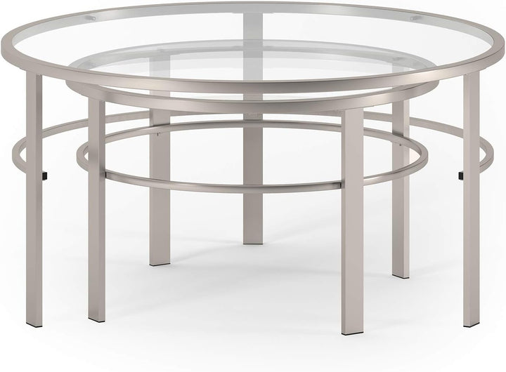 Nested Coffee Table in Satin Nickel, Modern Design