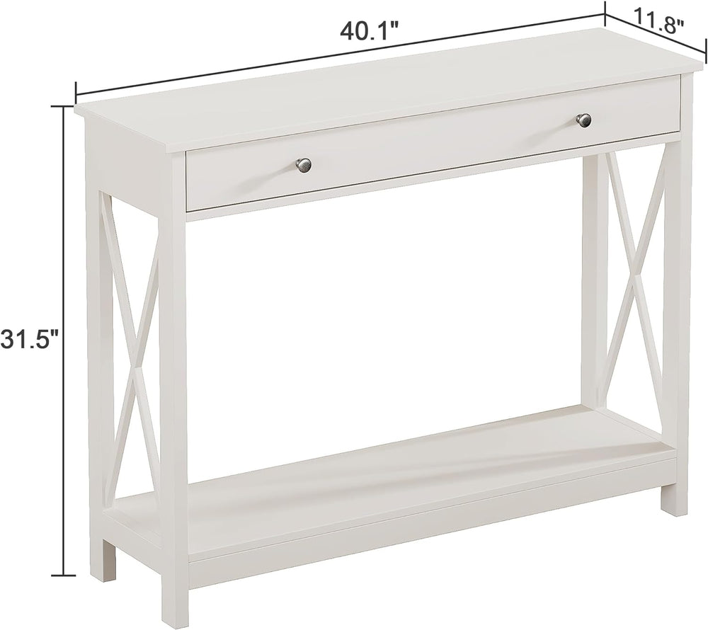 Oxford Design Console Table, White Foyer Table